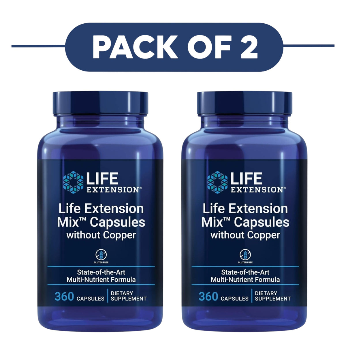 Life Extension Mix Capsules Without Copper 360 Capsules Pack of 2