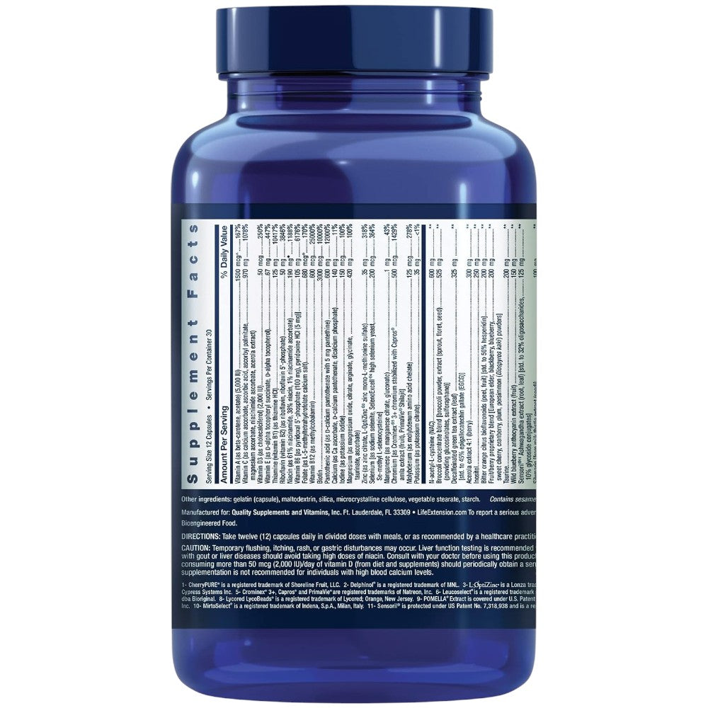 Life Extension Mix Without Copper dietary supplement capsules, no flavour, 360 capsules, supplement facts and ingredients