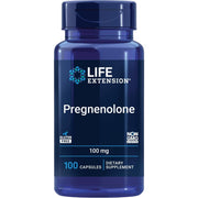 Life Extension Pregnenolone 100mg 100 capsules blue bottle packaging, no flavour, 100 capsules