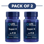 Life Extension Super K Vitamin K2 Plus K1 90 Softgels Pack of 2