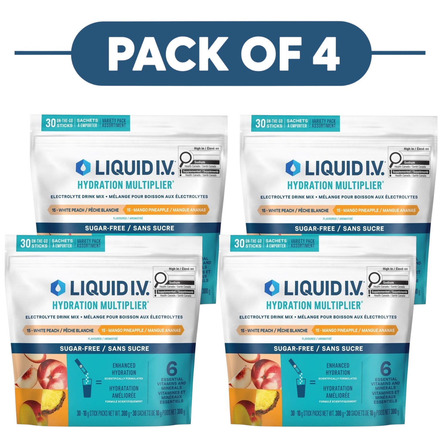 Liquid I.V. Hydration Multiplier Electrolyte Mix Variety Pack 30 x 10g Pack of 4