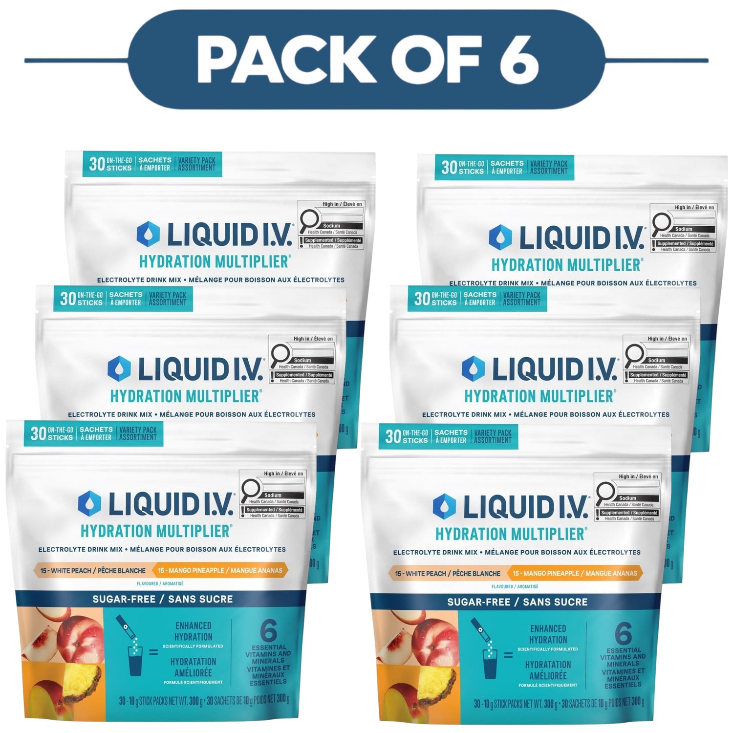 Liquid I.V. Hydration Multiplier Electrolyte Mix Variety Pack 30 x 10g Pack of 6