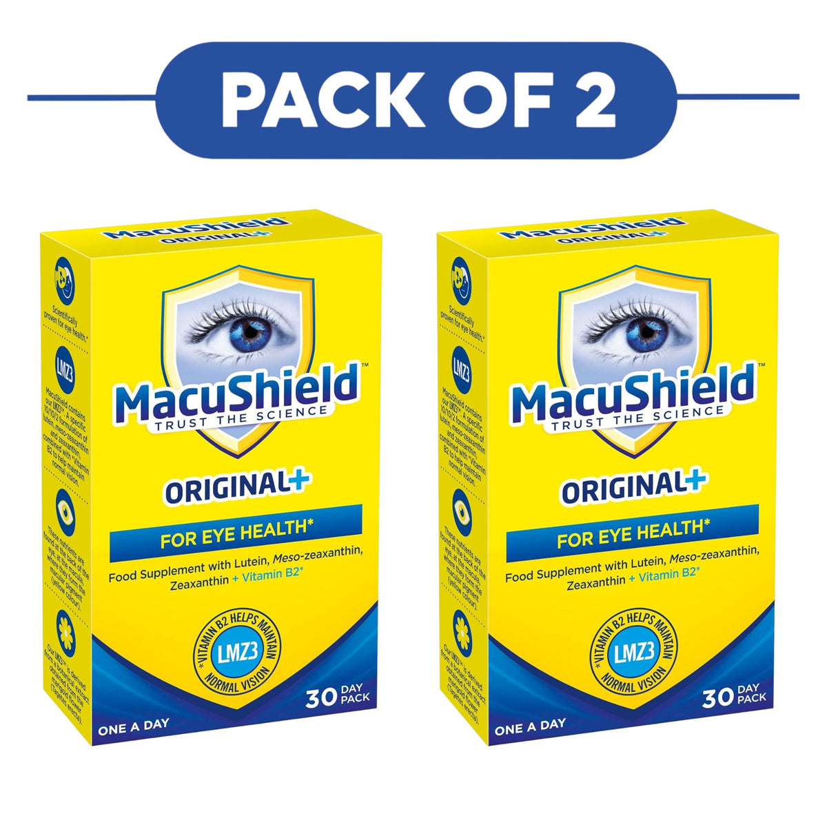 MacuShield Original+ Lutein Vitamin B2 30 Capsules Pack of 2