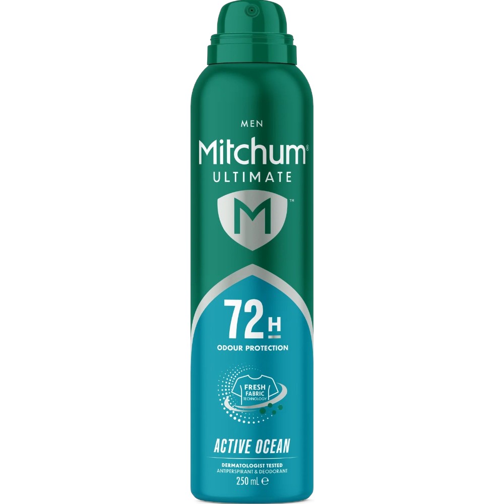 Mitchum Men's Ultimate 72H Active Ocean Antiperspirant aerosol spray can 250ml