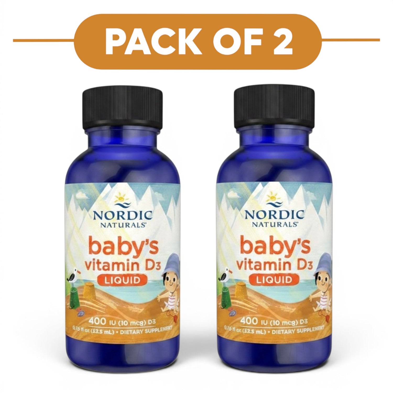 Nordic Naturals Baby's Vitamin D3 Liquid Drops 400 IU 22.5ml Pack of 2