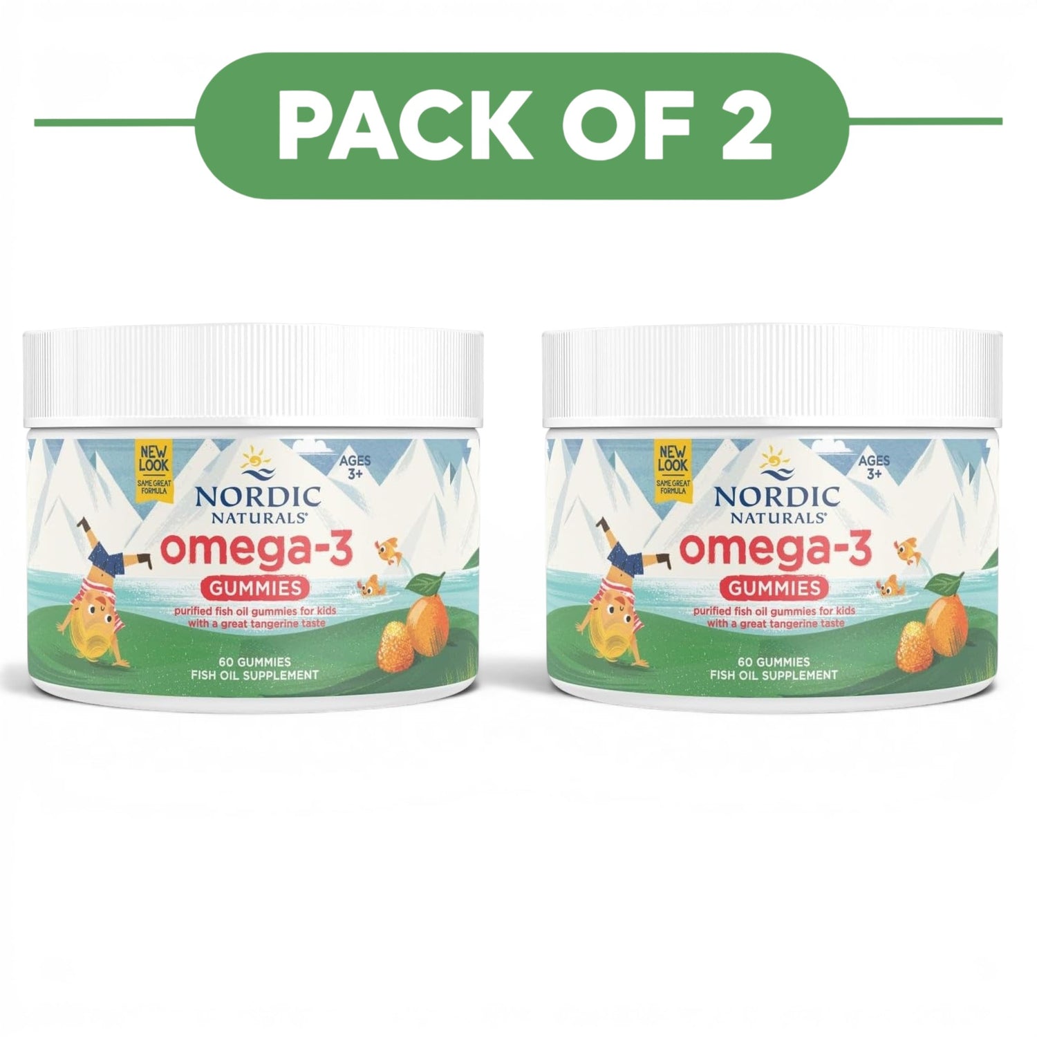Nordic Naturals Kids Omega-3 Fish Oil Tangerine 60 Gummies Pack of 2