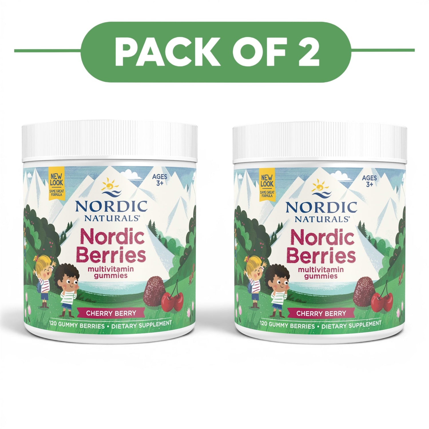 Nordic Naturals Nordic Berries Cherry Berry Kids Multivitamin 120 Gummies Pack of 2