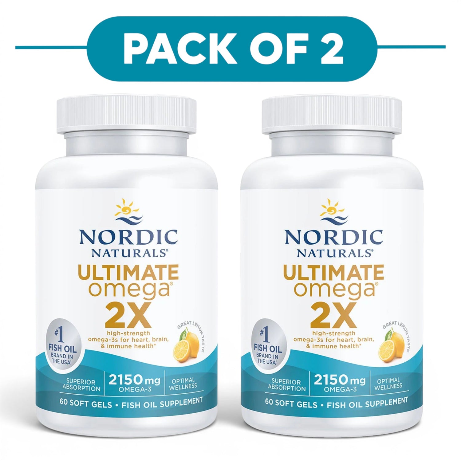Nordic Naturals Ultimate Omega 2X - 2150 mg Omega-3 Gélules Molles au Citron