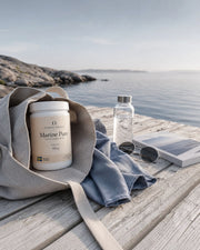 Nordic Omega Marine Pure Collagen Sugar Free Powder 300g mixed into a drink