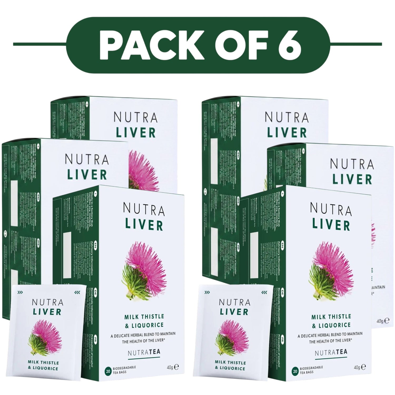 NutraTea NutraLiver Milk Thistle & Liquorice Tea 20 Tea Bags Pack of 6