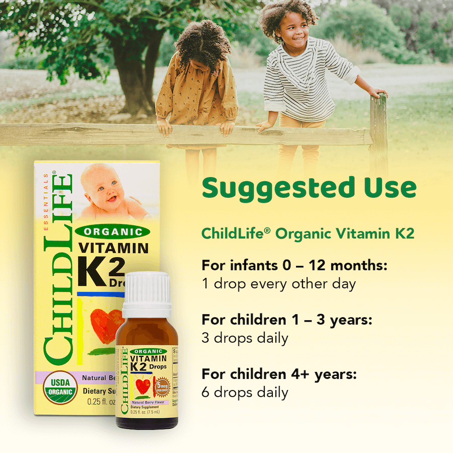 ChildLife Essentials Vitamin K2 drops usage instructions liquid berry 7.5ml