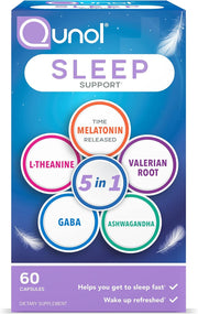 Front image: Qunol Sleep Support Complex capsules melatonin supplement bottle 30 count