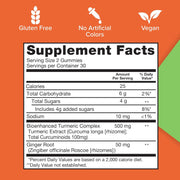Supplement facts & ingredients image: Qunol Turmeric Ginger gummies supplement facts ingredients 60 count