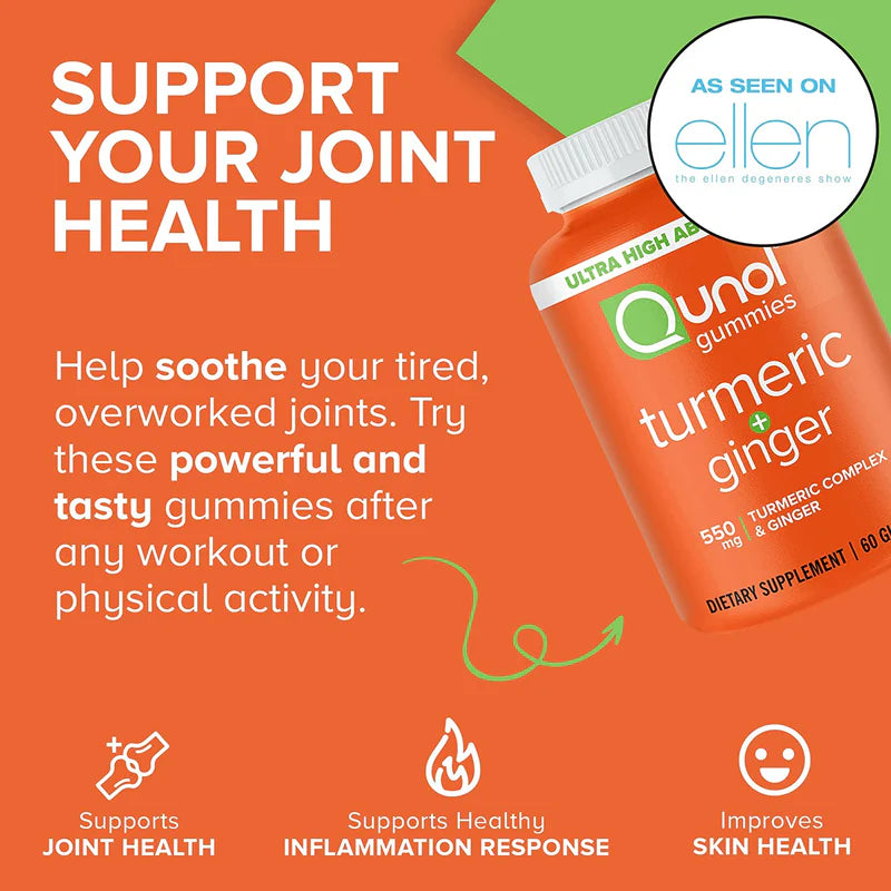 Qunol Turmeric Ginger Gummies Tangerine 60 Count