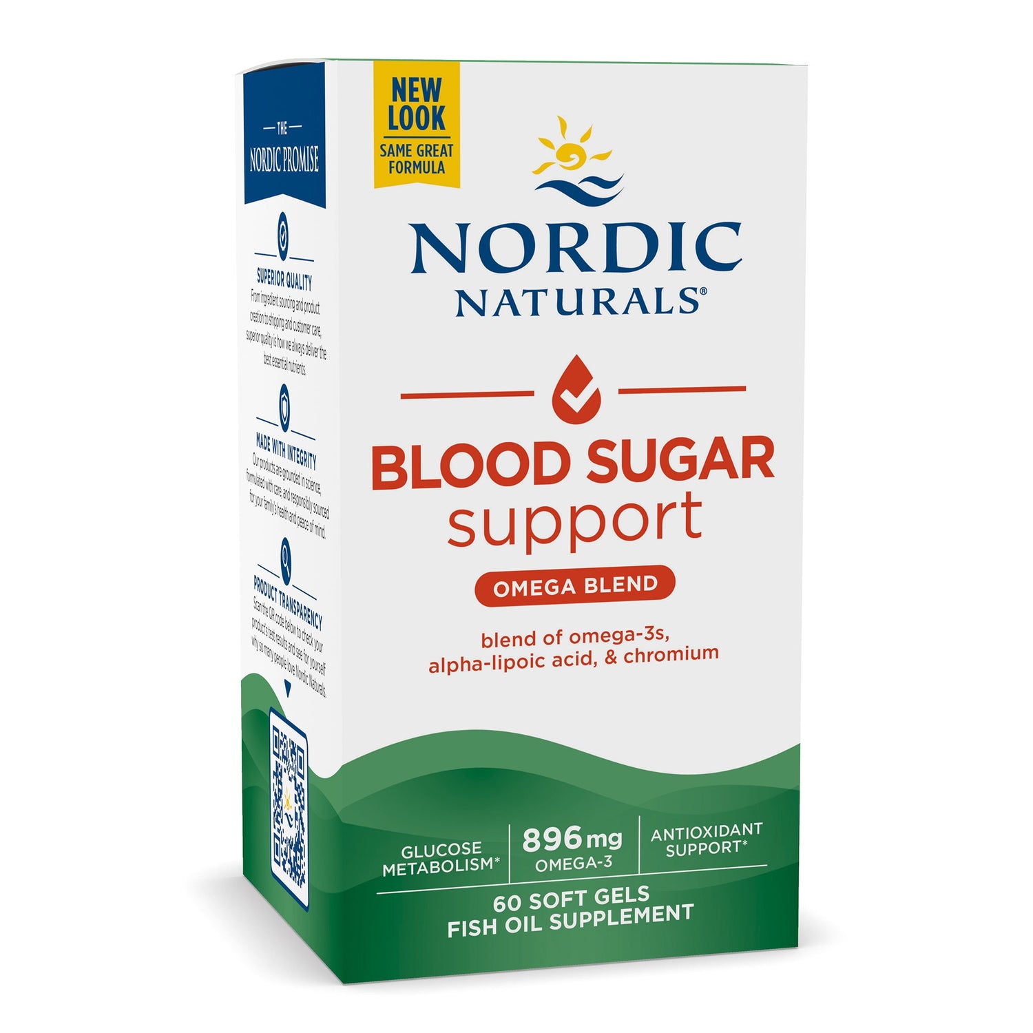 Nordic Naturals Omega Metabolic Blend box with ALA and Chromium, 60 soft gels.