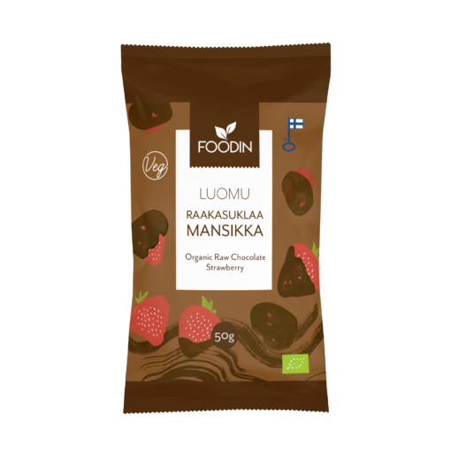 Foodin Raw Chocolate Strawberry, Organic 50g, Pack of 8