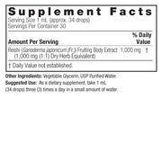 Nature's Answer Reishi Fruiting Body Extract 30ml supplement facts and directions
