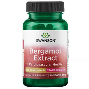Swanson Bergamot Extract 500mg 30 Veggie Capsules supplement bottle on a white background