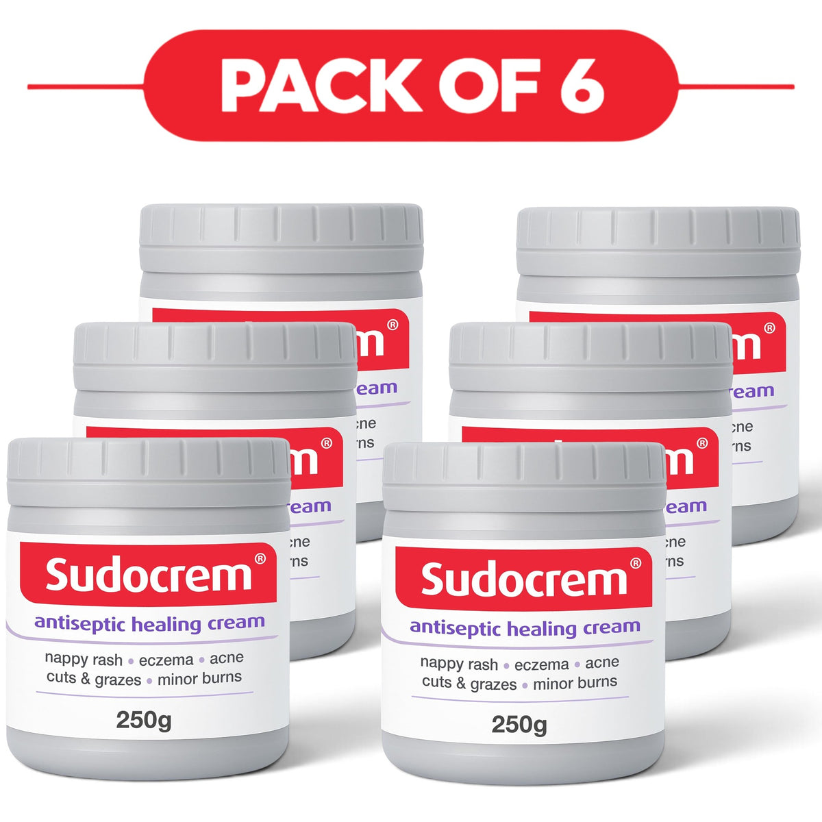 Sudocrem Antiseptic Cream with Zinc Oxide 250g Pack of 6