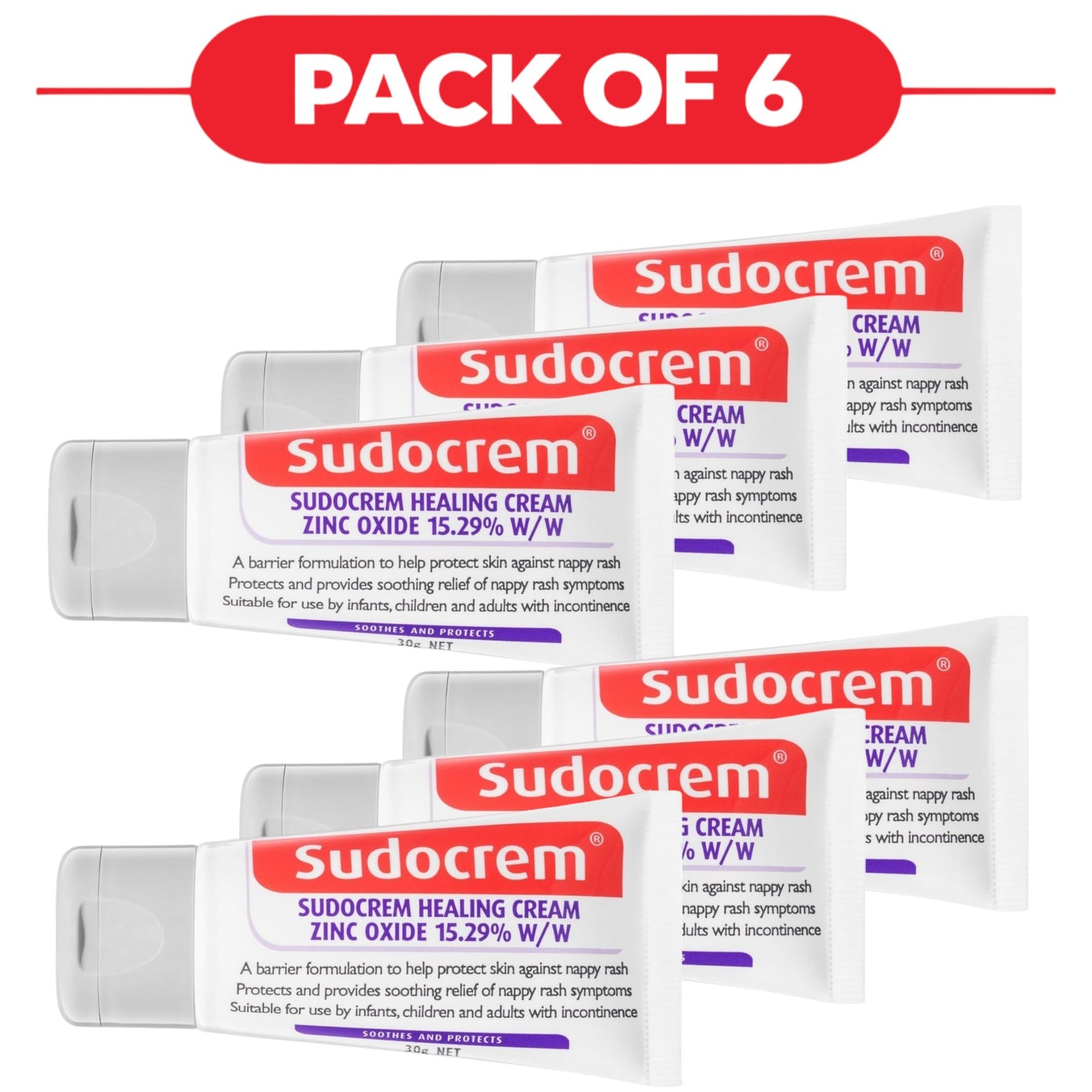 Sudocrem Zinc Oxide Cream 15.29% 30g Pack of 6