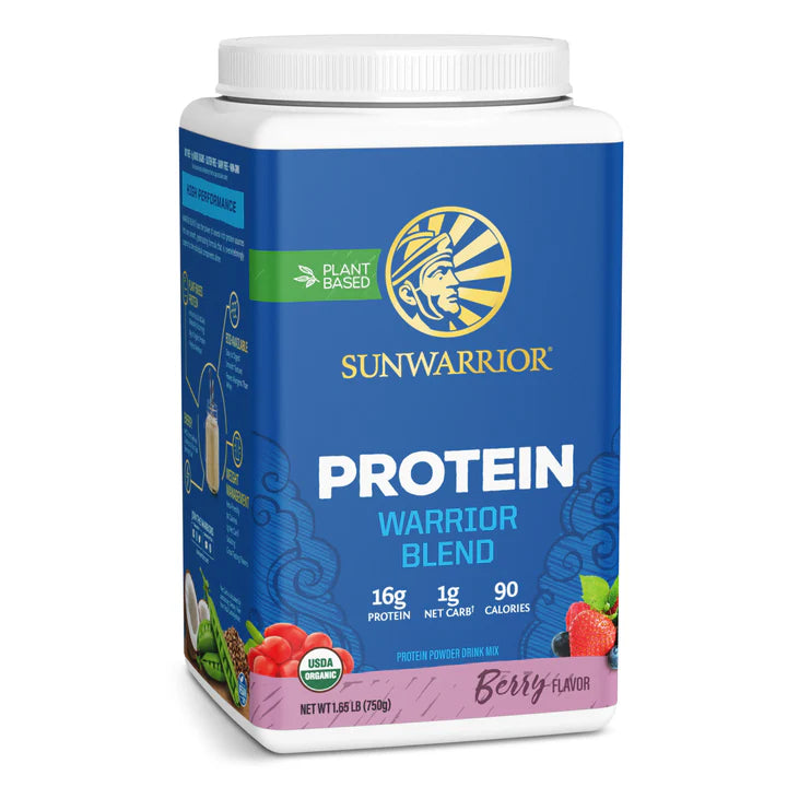 unwarrior Organic Plant-Based Protein Powder tub, berry flavour 750g.