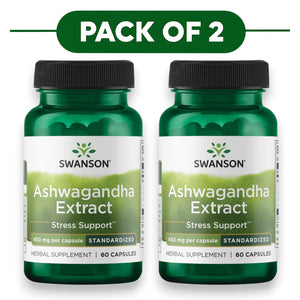 Swanson Ashwagandha Extract 450mg 60 Capsules Pack of 2 herbal supplement capsules bottle