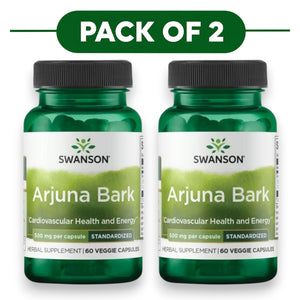 Swanson Arjuna Bark Standardized 500mg 60 Veggie Capsules Pack of 2