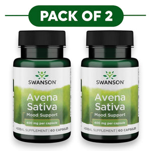 Swanson Full Spectrum Avena Sativa 400mg green oat grass herbal supplement bottle front label 120 capsules
