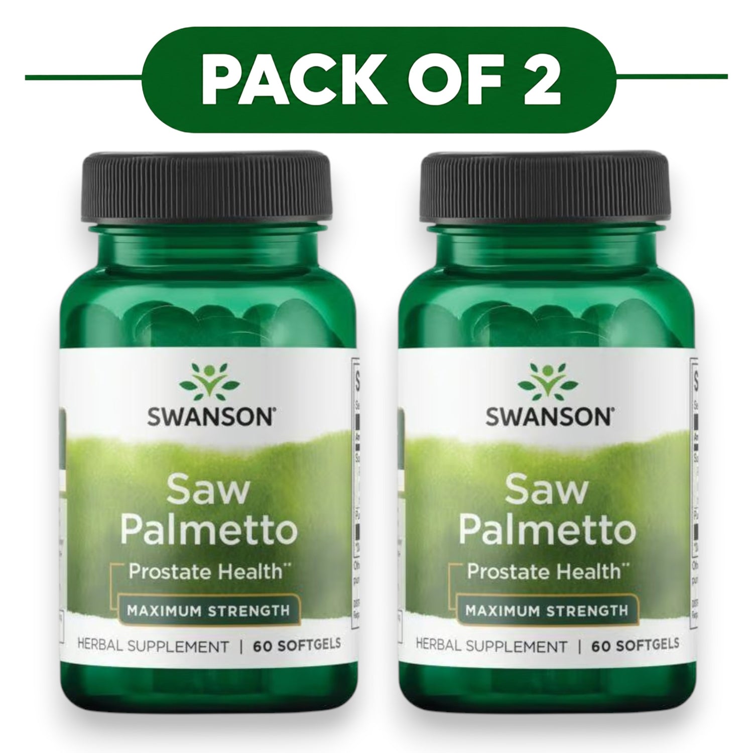 Swanson Saw Palmetto Maximum Strength 320mg 60 Softgels Pack of 2