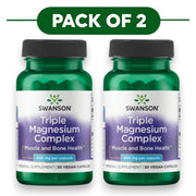 Swanson Triple Magnesium Complex 400mg 30 Vegan Capsules Pack of 2