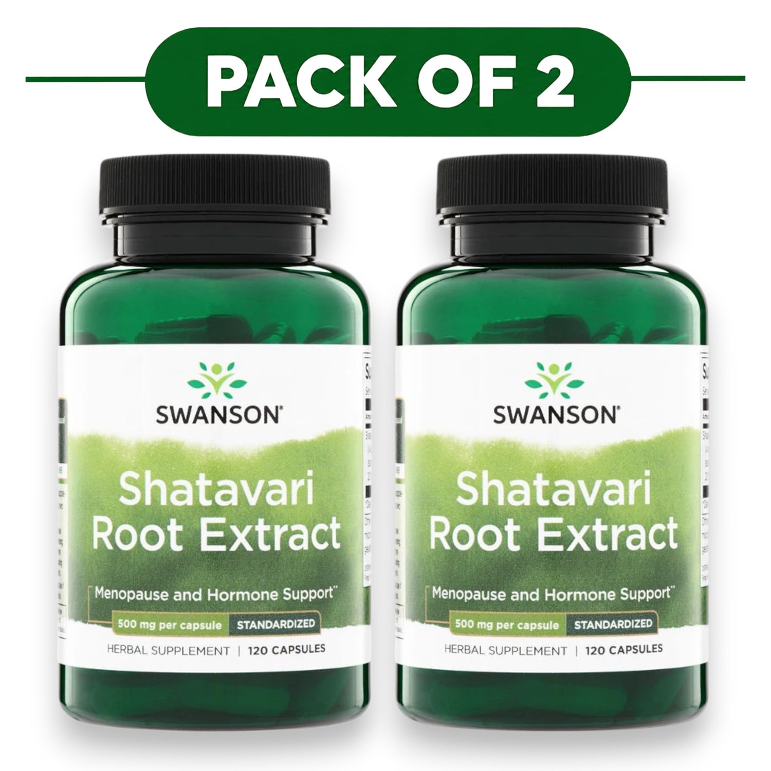 Swanson Shatavari Root Extract 500mg 120 Capsules Pack of 2