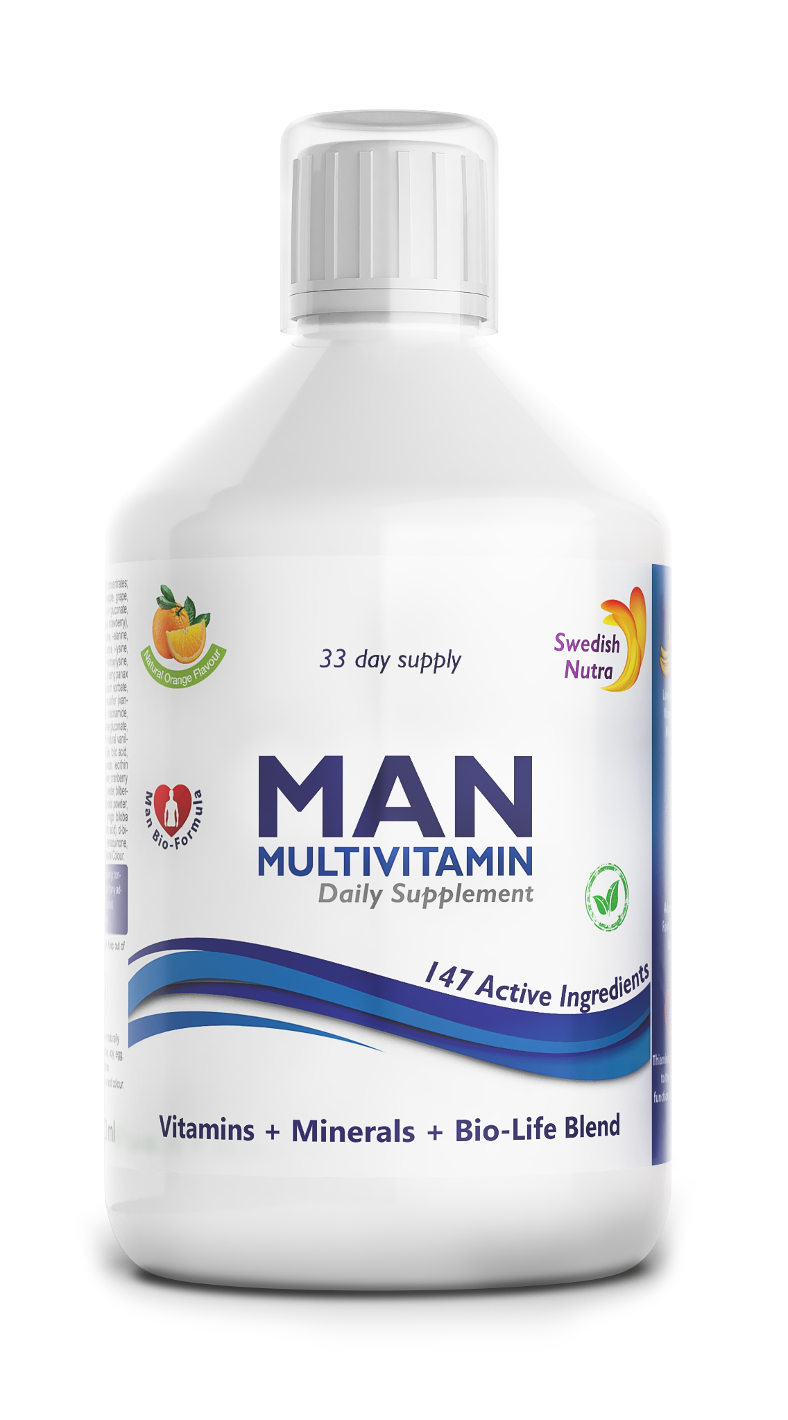 MAN Multivitamin supplement bottle on a white background