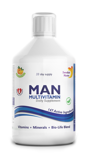 MAN Multivitamin supplement bottle on a white background