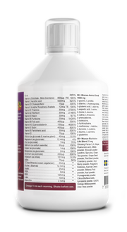 Bottle with a detailed label on a white background