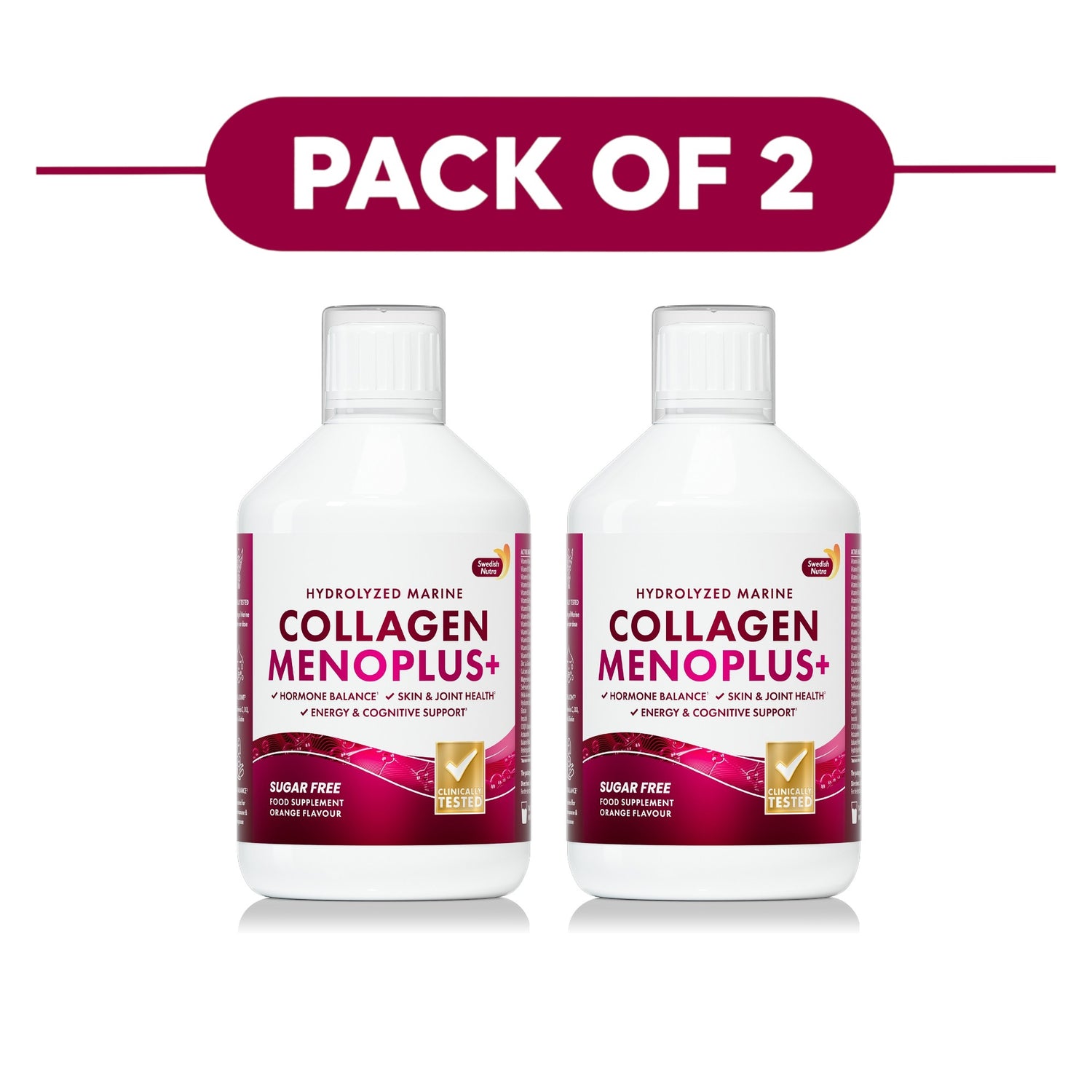 Swedish Nutra Menoplus+ Marine Collagen Orange 500ml Pack of 2
