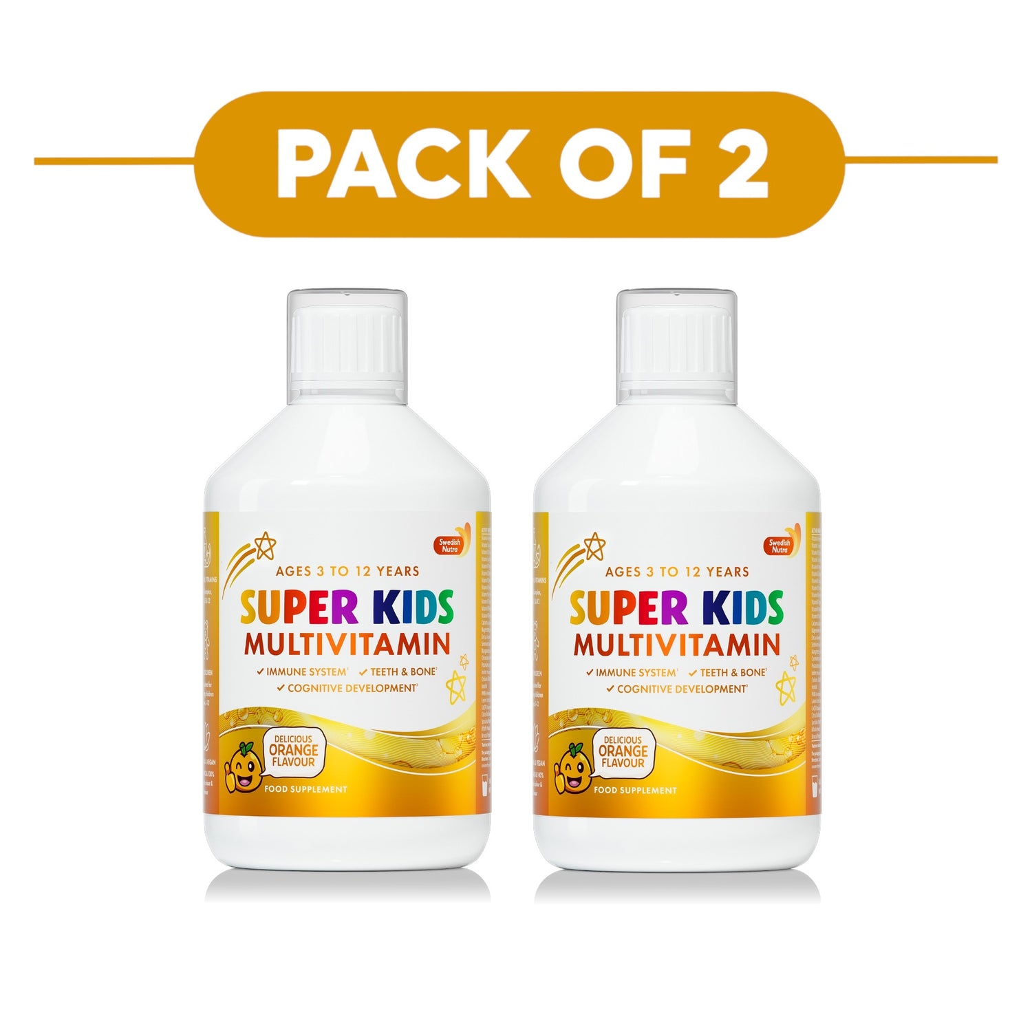Swedish Nutra Super Kids Multivitamin Liquid Orange 500ml Pack of 2