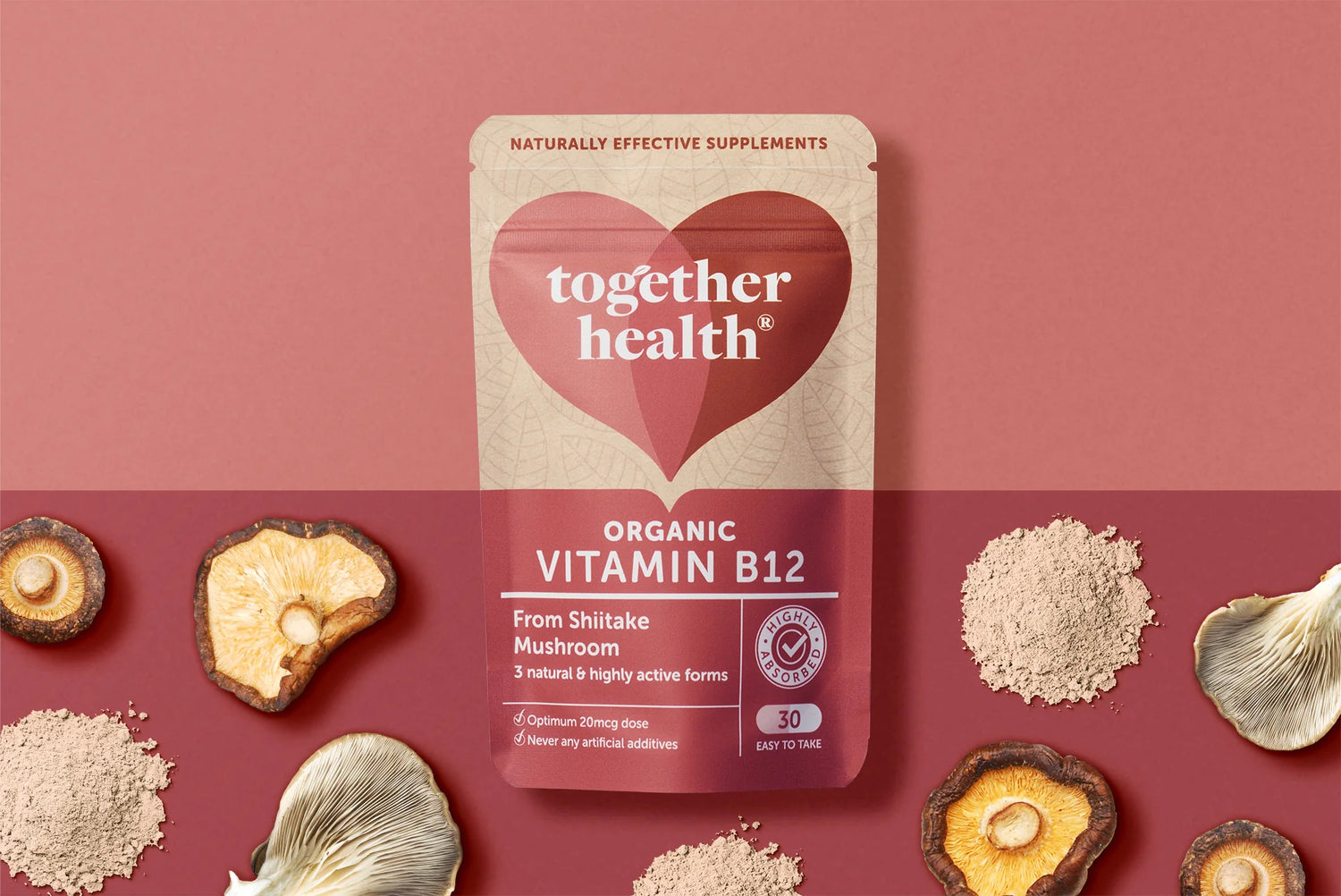 Vitamine B12 Biologique Together Health issue de Champignons - 20 mcg, 30 Capsules