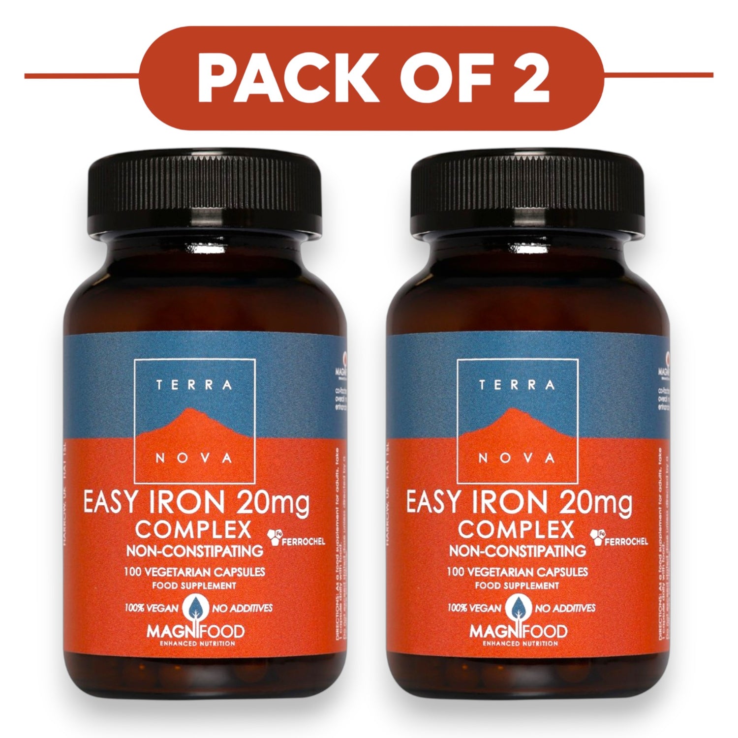 Terranova Easy Iron 20mg Complex Capsules 100 Count Pack of 2