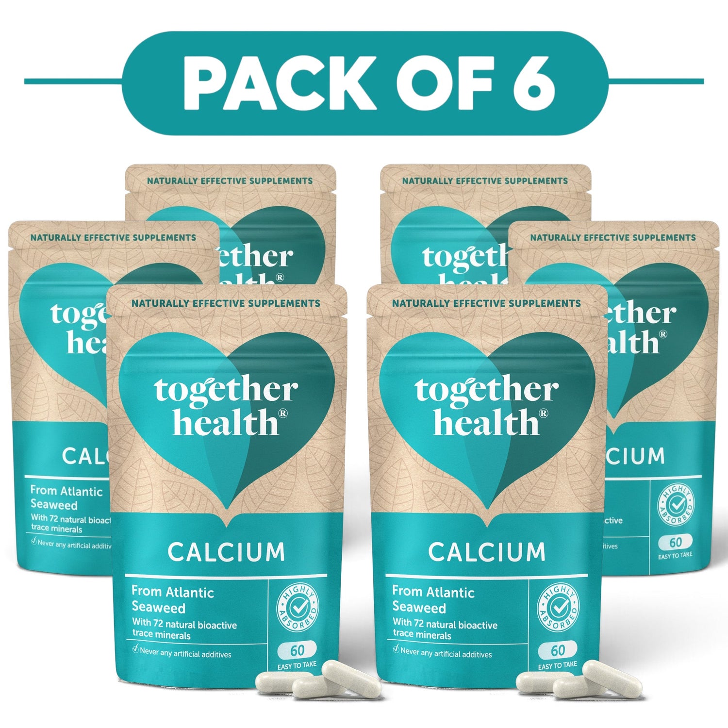 Together Health Calcium from Atlantic Seaweed 60 Capsules Pack of 6
