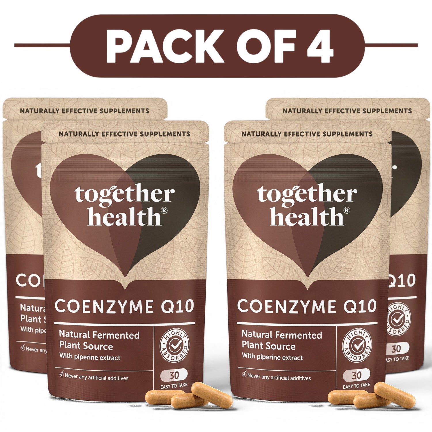 Together Health Coenzyme Q10 Natural Plant Source 30 Capsules Pack of 4