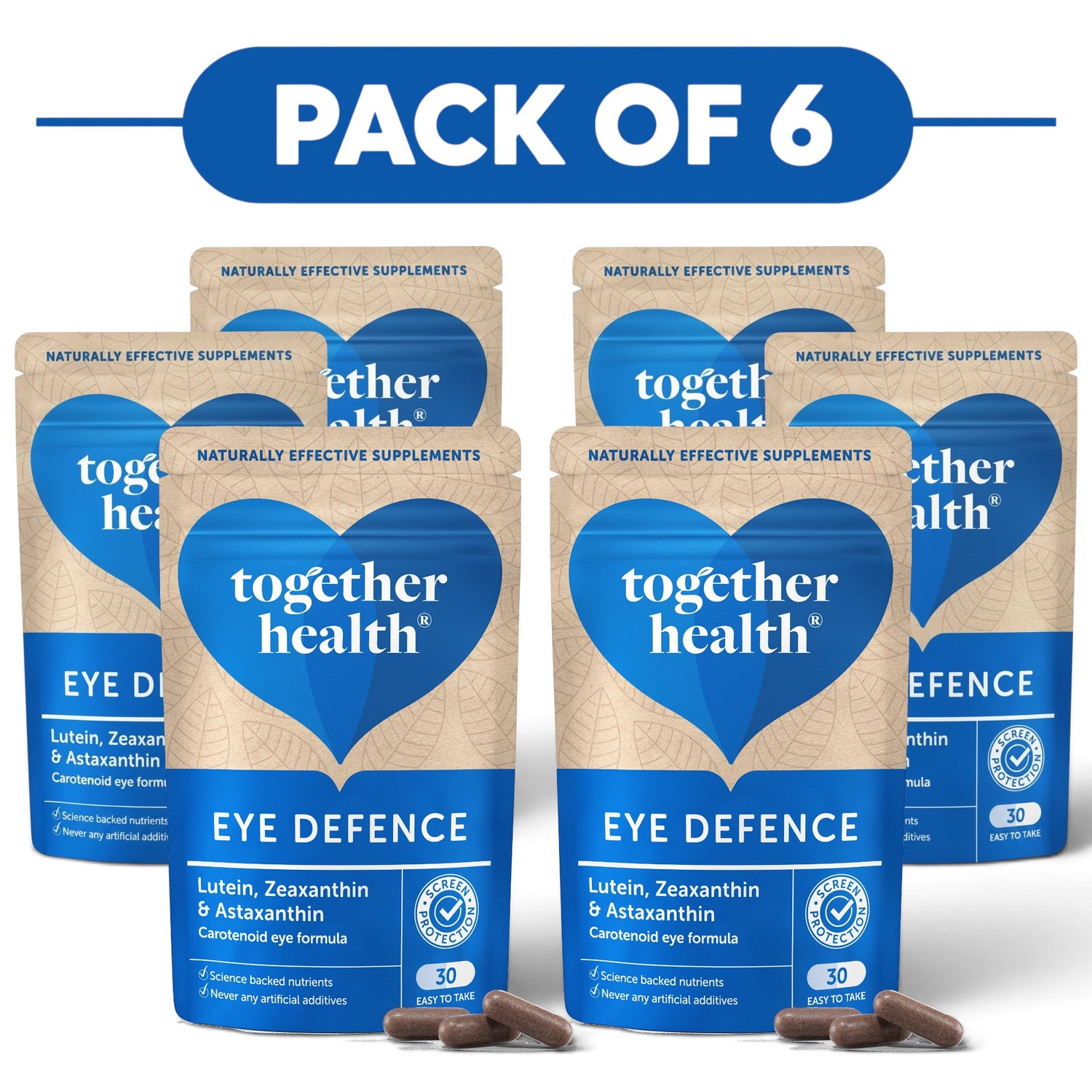Together Health Eye Defence Lutein Zeaxanthin Astaxanthin 30 Capsules Pack of 6
