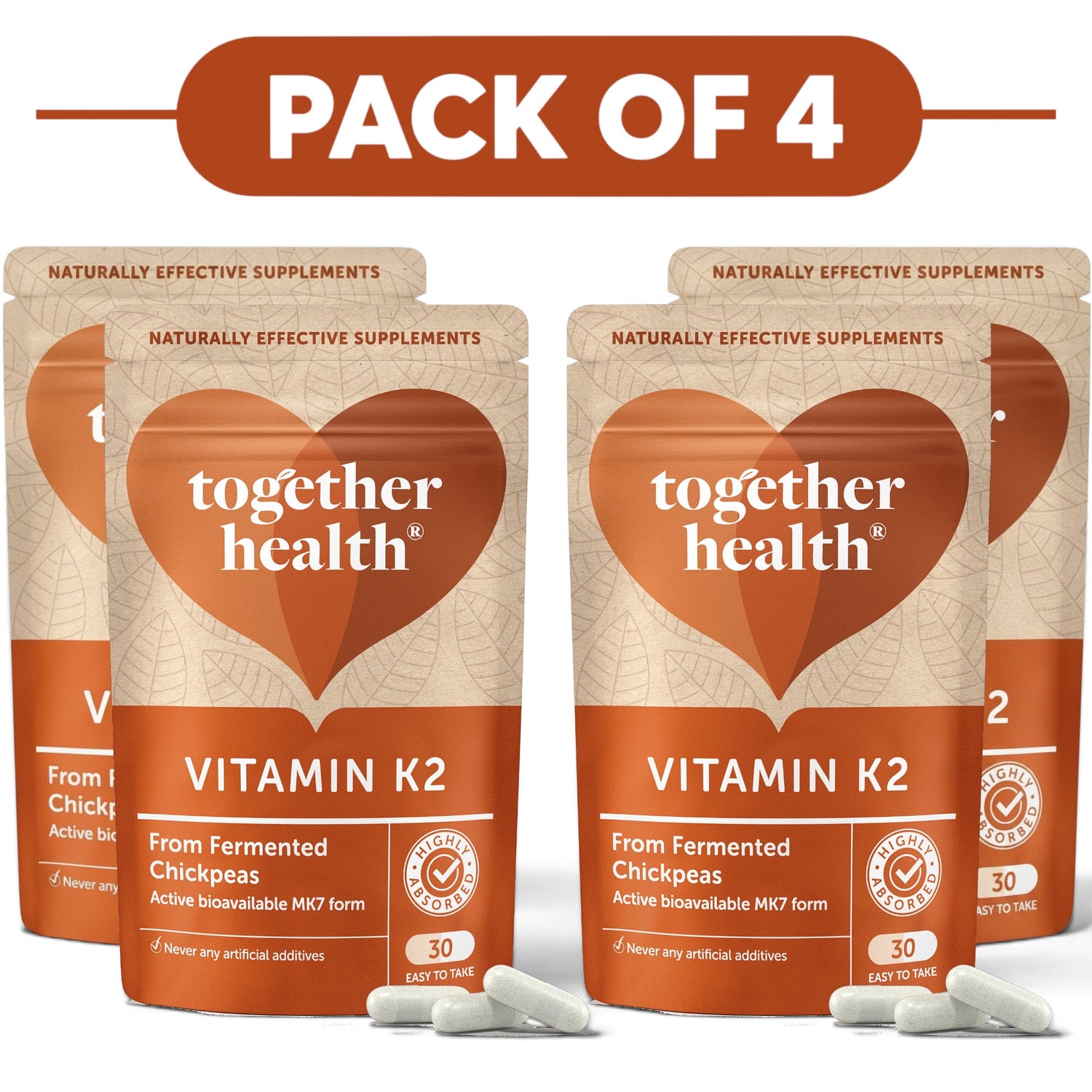 Together Health Vitamin K2 MK-7 30 Capsules Pack of 4