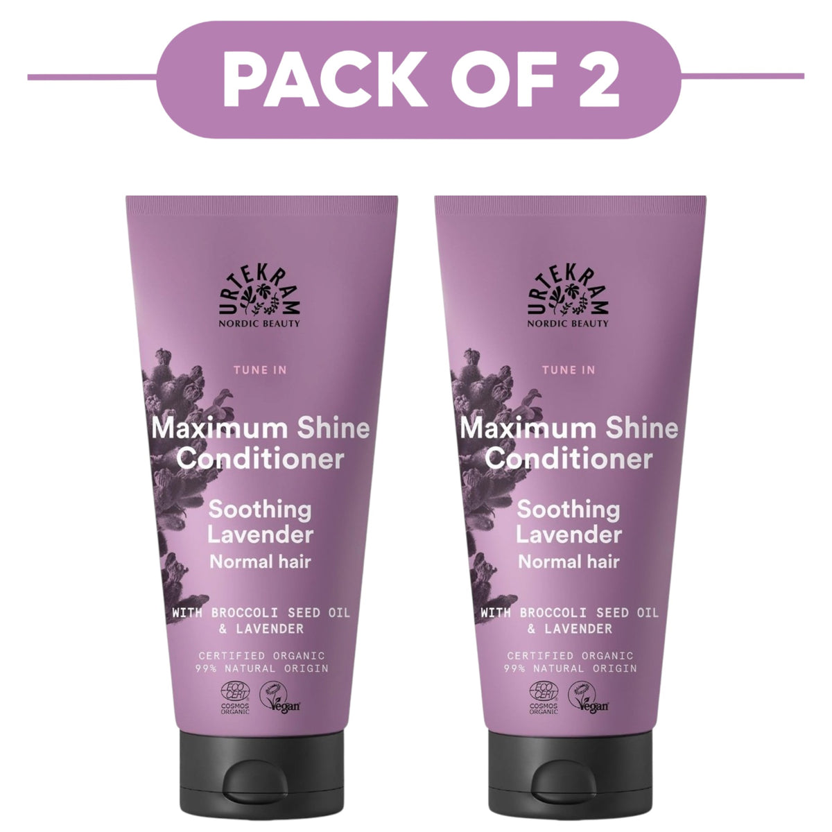 Urtekram Maximum Shine Soothing Lavender Conditioner 180ml Pack of 2