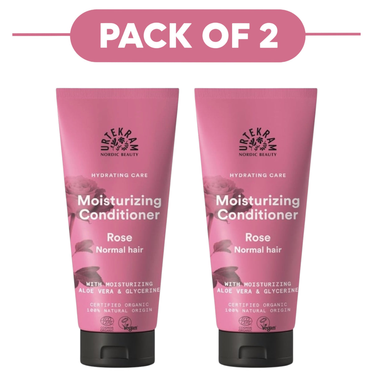 Urtekram Moisturising Rose Conditioner 180ml Pack of 2