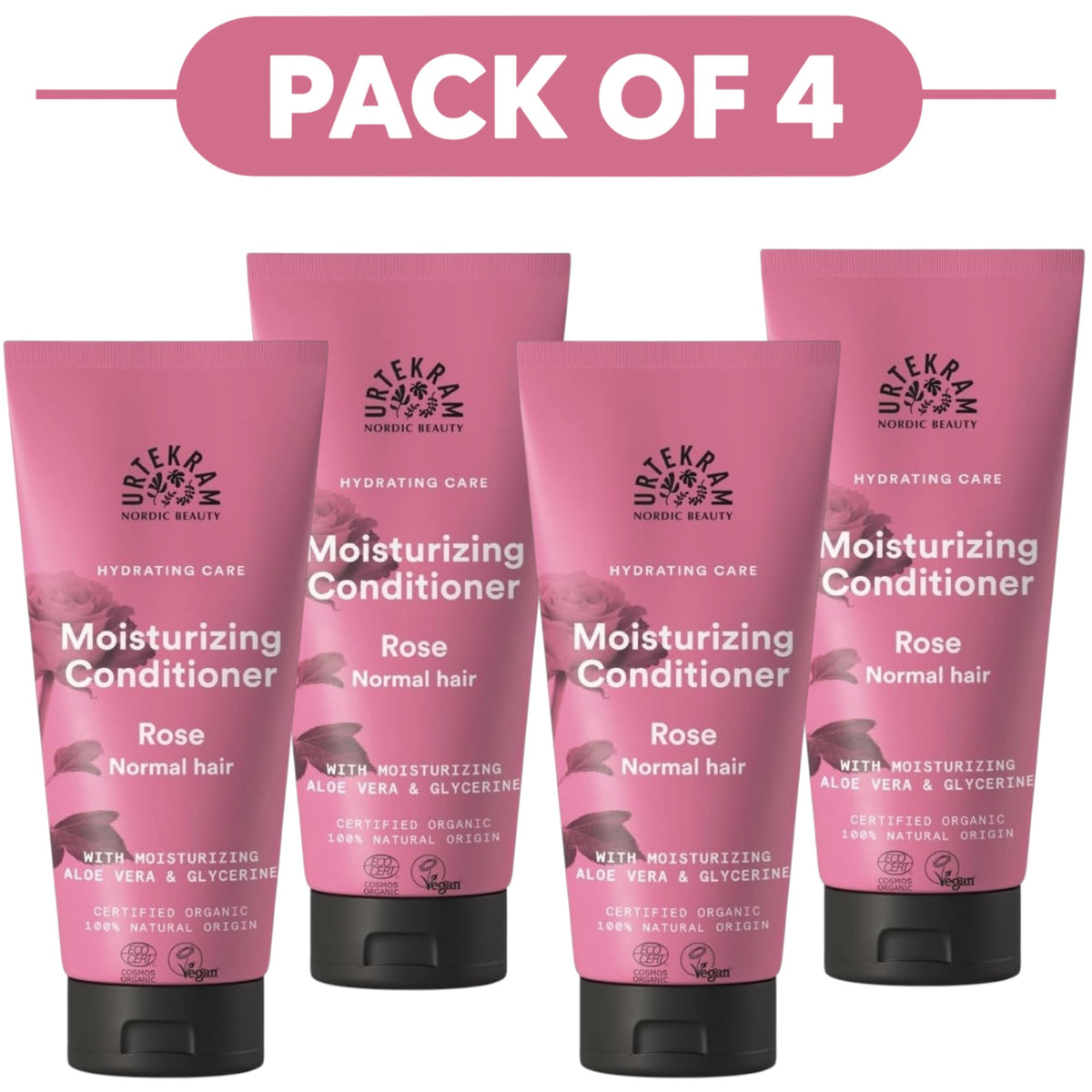 Urtekram Moisturising Rose Conditioner 180ml Pack of 4