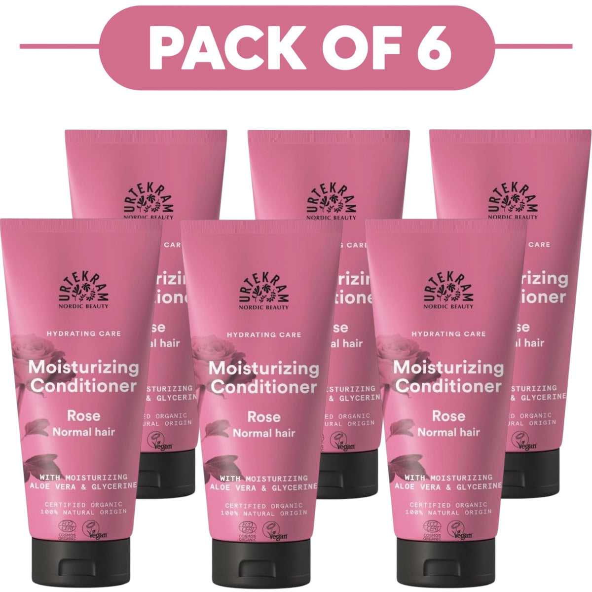 Urtekram Moisturising Rose Conditioner 180ml Pack of 6