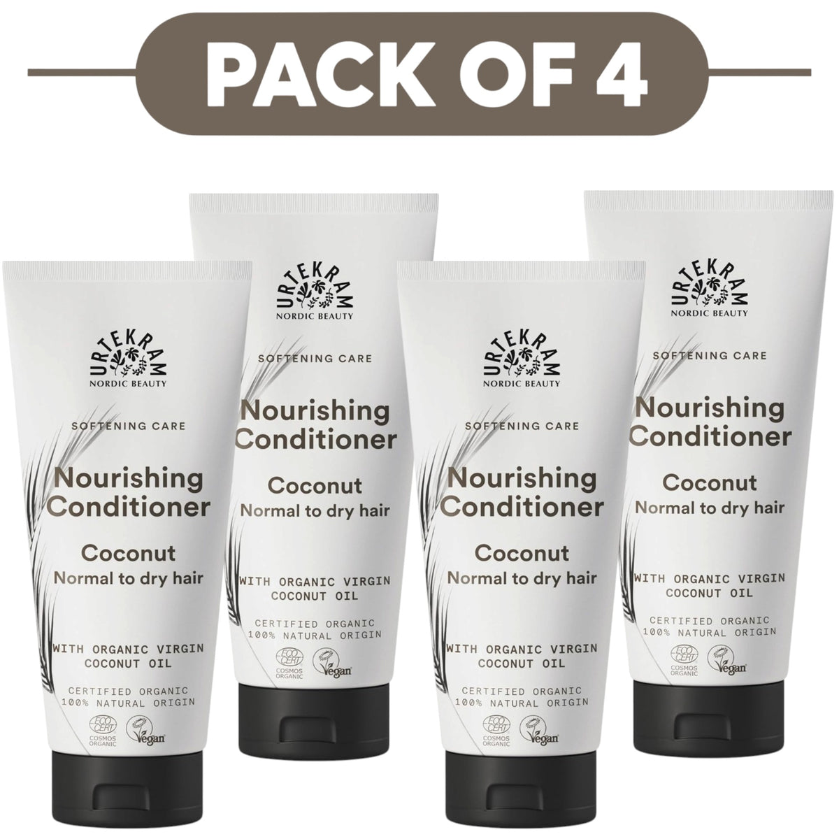 Urtekram Nourishing Coconut Conditioner 180ml Pack of 4