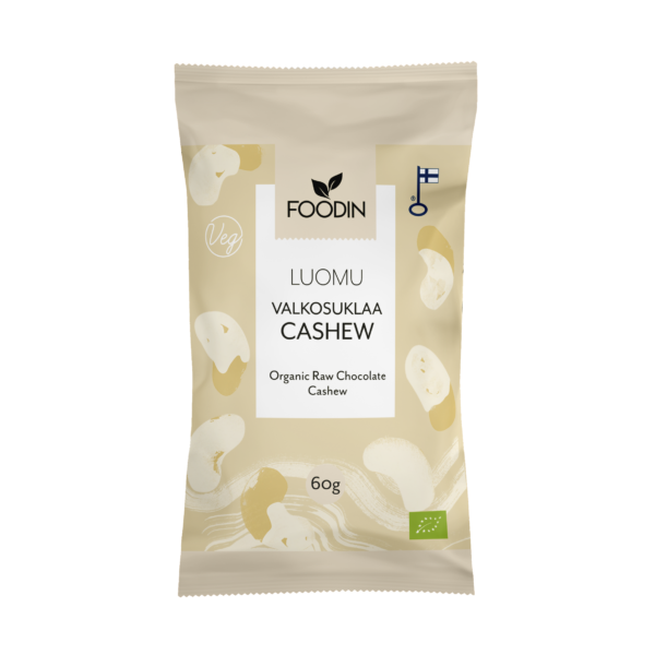 Foodin Organic White Chocolate Cashew 60g, Pack of 8