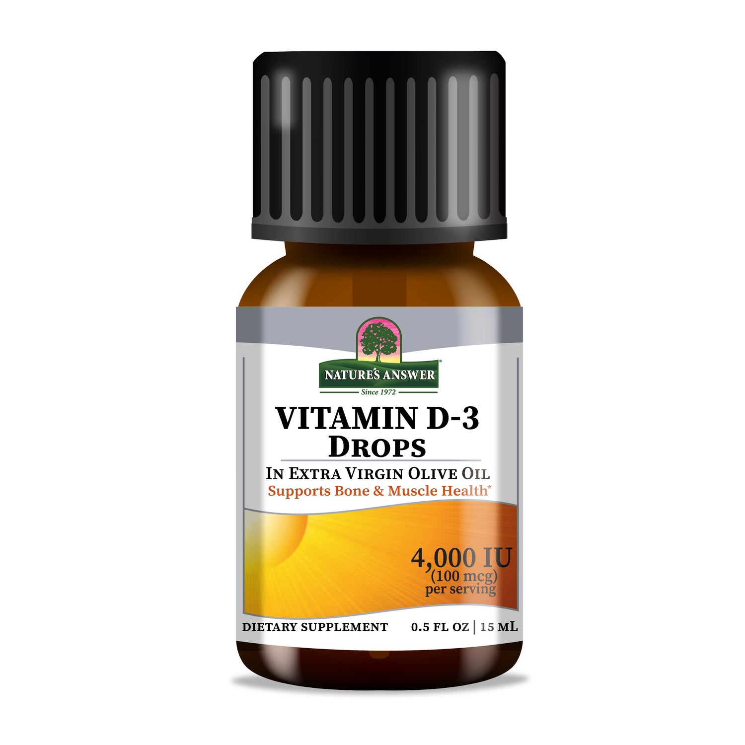 Nature’s Answer Vitamin D3 liquid drops 4000 IU 15ml bottle front label