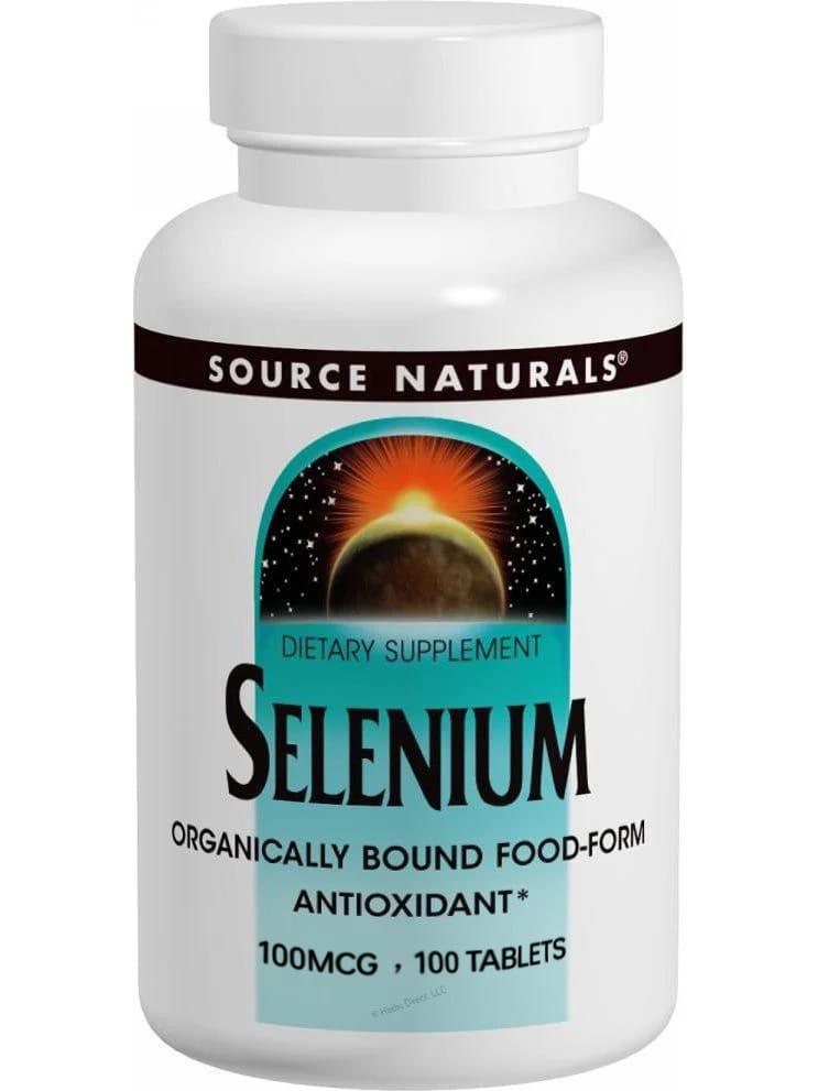 Front image: Source Naturals Selenium 100mcg tablets bottle 100 count
